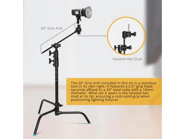 Flashpoint 20' Quick Sliding Leg C-Stand Kit with 2.5' Grip Head & 20' Grip Arm (Black)