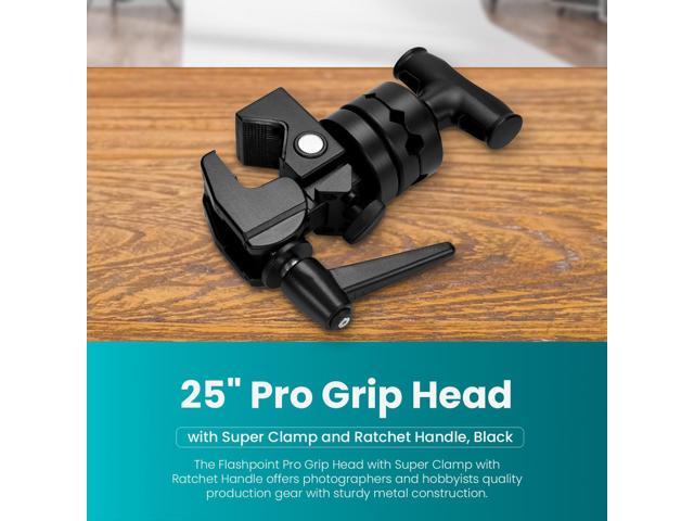 Flashpoint 2.5' Pro Grip Head with Super Clamp and Ratchet Handle, Black