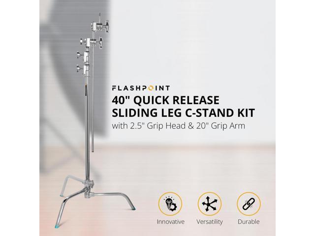 Flashpoint 40' Quick Sliding Leg C-Stand Kit with 2.5' Grip Head & 40' Grip Arm (Chrome)