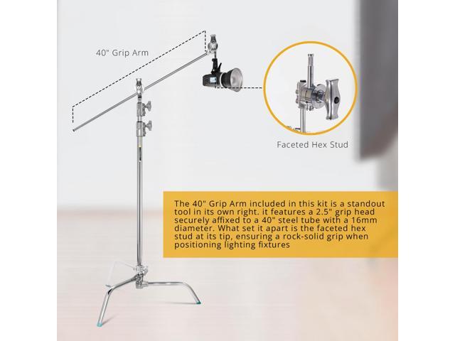 Flashpoint 40' Quick Sliding Leg C-Stand Kit with 2.5' Grip Head & 40' Grip Arm (Chrome)