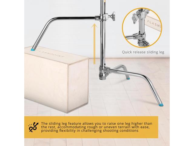 Flashpoint 40' Quick Sliding Leg C-Stand Kit with 2.5' Grip Head & 40' Grip Arm (Chrome)