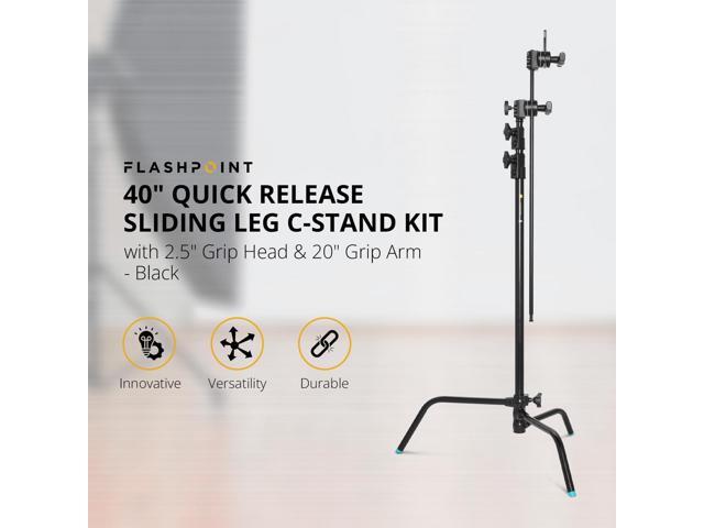 Flashpoint 40' Quick Sliding Leg C-Stand Kit with 2.5' Grip Head & 40' Grip Arm (Black)