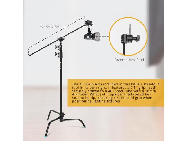 Flashpoint 40' Quick Sliding Leg C-Stand Kit with 2.5' Grip Head & 40' Grip Arm (Black)