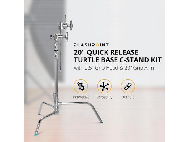 Flashpoint 20' Quick Release Turtle Base C-Stand Kit with 2.5' Grip Head & 20' Grip Arm (Chrome)