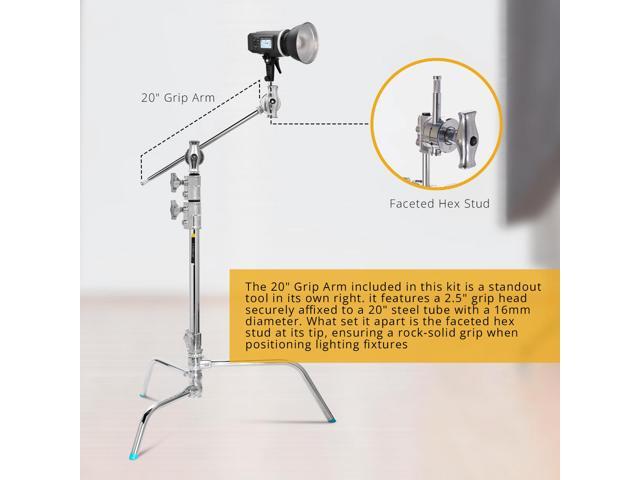 Flashpoint 20' Quick Release Turtle Base C-Stand Kit with 2.5' Grip Head & 20' Grip Arm (Chrome)