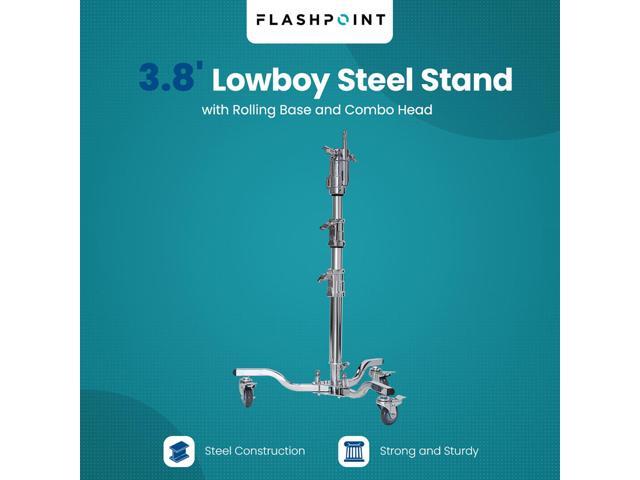Flashpoint Flashpoint Heavy Duty 3.8ft Lowboy Steel Stand with Rolling Base and Combo Head, Max Load 44lb