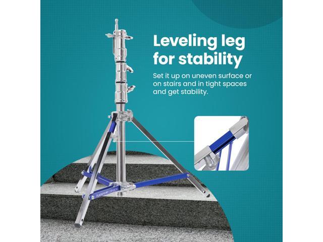 Flashpoint 5.7' Lowboy Steel Stand Pro with Leveling Leg and Combo Head, Silver