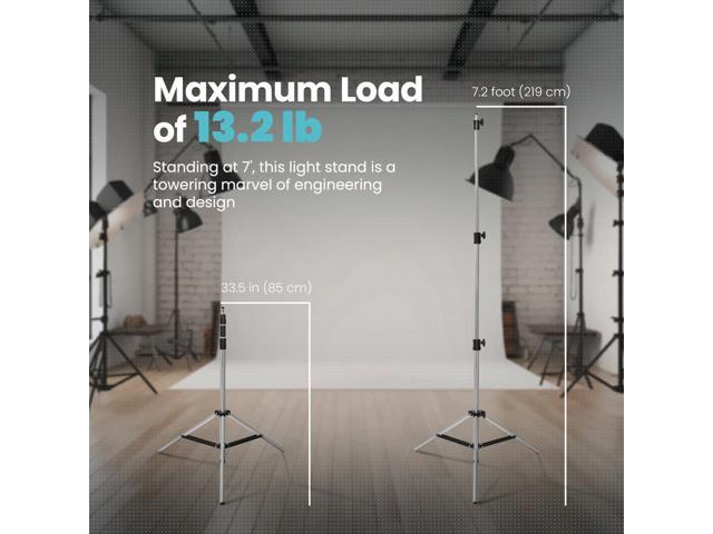 Flashpoint Pro Heavy-Duty Air-Cushioned Light Stand (Chrome, 7.2')