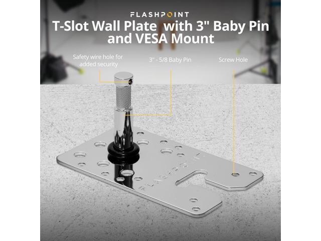 Flashpoint T-Slot Wall Plate with 3' Baby Pin and VESA Mount