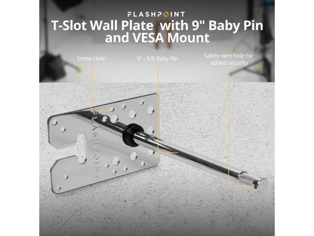 Flashpoint T-Slot Wall Plate with 9' Baby Pin and VESA Mount