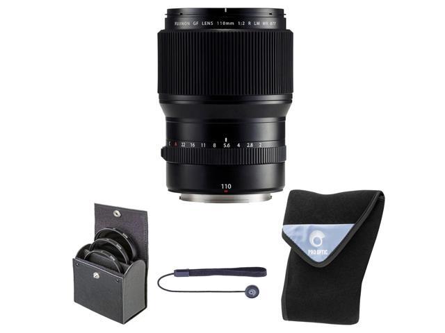 Fujifilm GF 110mm f/2 R WR LM Lens, Bundle with 77mm Digital Essentials Filter Kit and 19x19' Lens Wrap