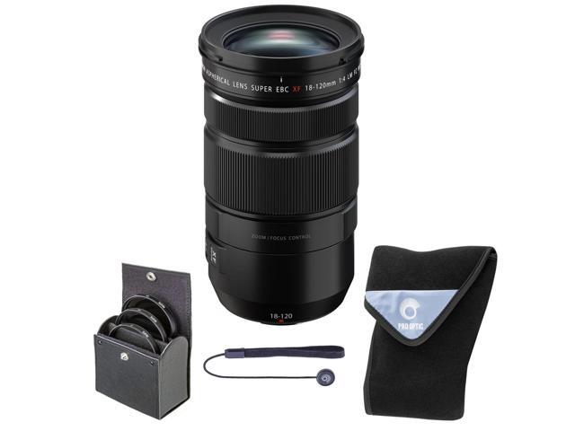 Fujifilm XF 18-120mm f/4 LM PZ WR Lens, Black, Bundle with 72mm Digital Essentials Filter Kit and 19x19' Lens Wrap