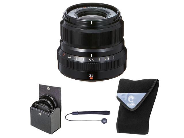 Fujifilm XF 23mm f/2 R WR Lens, Black, Bundle with 43mm Digital Essentials Filter Kit and 15x15' Lens Wrap