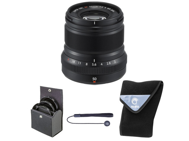 Fujifilm XF 50mm f/2 WR Lens, Black, Bundle with 46mm Digital Essentials Filter Kit and 19x19' Lens Wrap