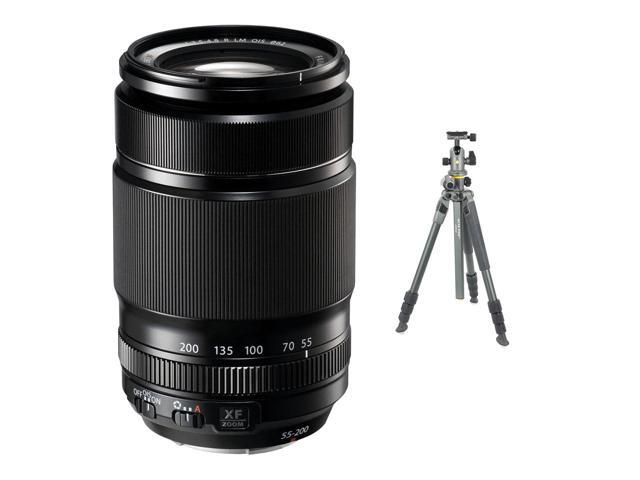 Fujifilm XF 55-200mm f/3.5-4.8 R LM OIS Lens, Bundle with VEO 3T+ 264AB 4-Section Aluminum Travel Tripod and BH-160S Ball Head