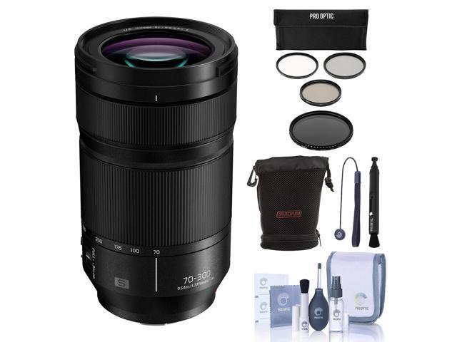 Panasonic LUMIX S 70-300mm f/4.5-5.6 Lens for L Mount, Bundle with ProOptic 77mm Filter Kit, Lens Pouch, Lens Cleaner, Cleaning Kit, Lens Cap Tether