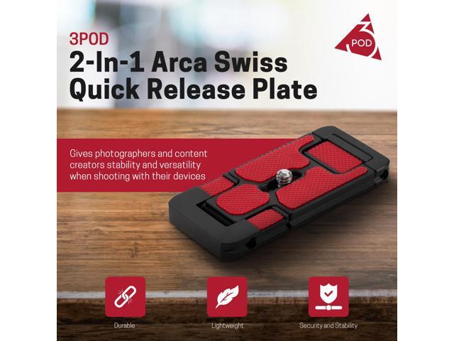 3Pod 2-In-1 Arca Swiss Quick Release Plate for Cameras and Smartphones