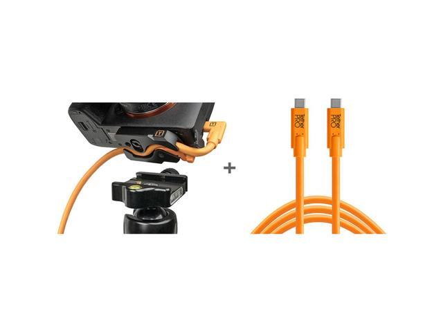 Tether Tools TetherGuard LeverLock Plate and 15' USB-C Straight Cable, Orange
