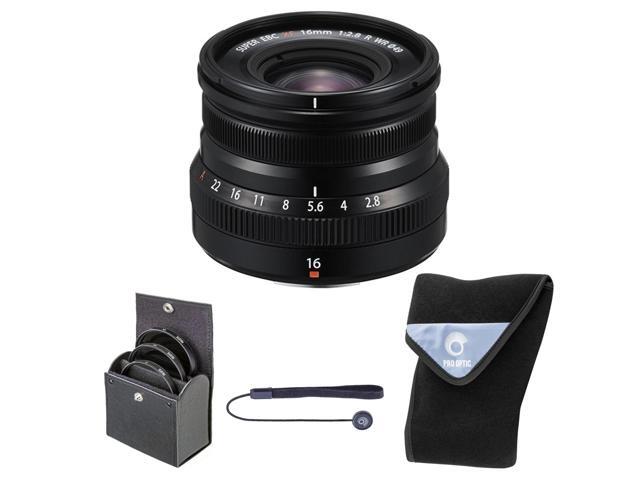Fujifilm XF 16mm f/2.8 R WR Lens, Black, Bundle with 49mm Digital Essentials Filter Kit and 15x15' Lens Wrap