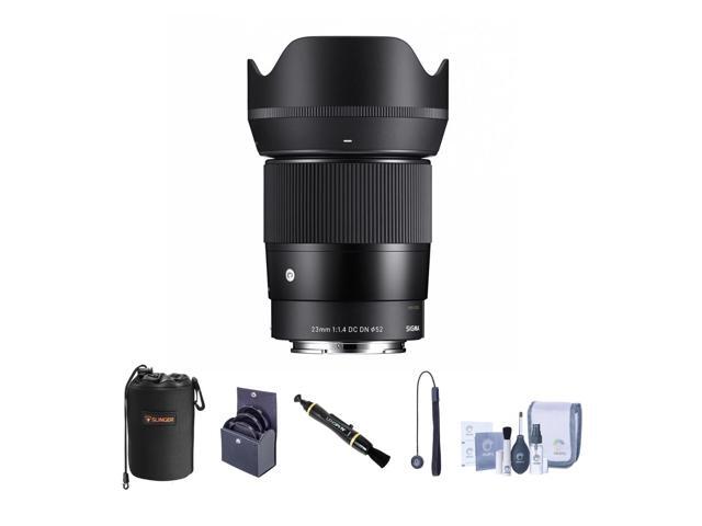 Sigma 23mm f/1.4 DC DN Contemporary Lens for Sony E Bundle with 52mm Filter Kit, Lens Pouch, Lens Cleaner, Cleaning Kit, Lens Cap Tether