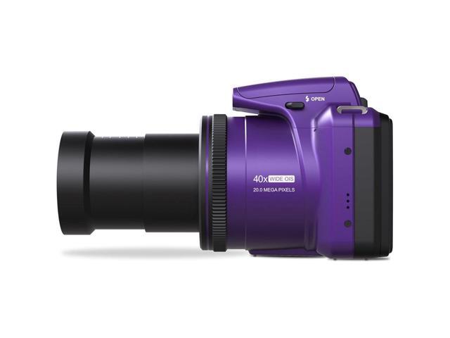 Minolta 20 Mega Pixels 40x Optical Zoom Digital Camera with 1080p FHD Video, Purple