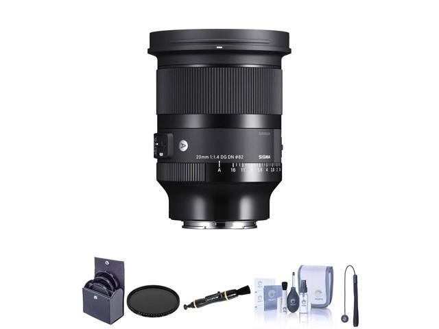 Sigma 20mm f/1.4 DG DN Art Lens for Sony E Bundle with 82mm Filter Kit, 82mm VND Filter, Lens Cleaner, Cleaning Kit, Lens Cap Tether