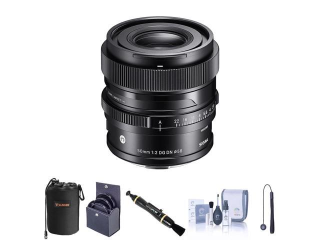 Sigma 50mm f/2.0 DG DN Contemporary Lens for L Mount Bundle with 58mm Filter Kit, Lens Pouch, Lens Cleaner, Cleaning Kit, Lens Cap Tether