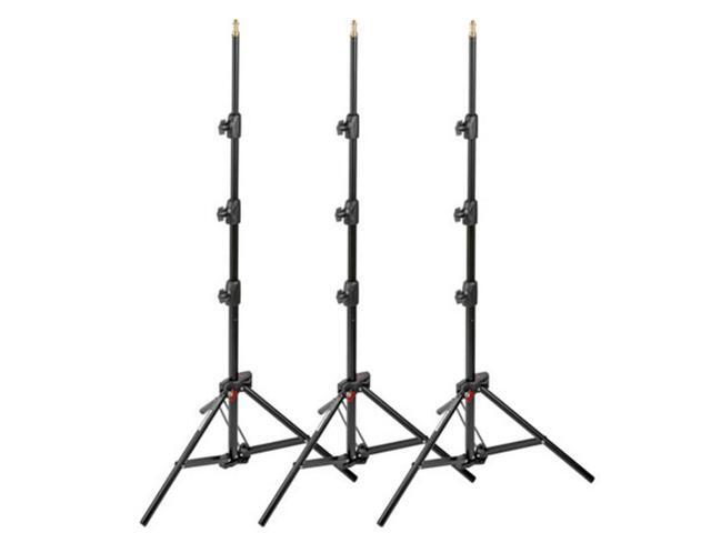 Manfrotto 1051BAC 83' Air Cushioned Aluminum Mini Compact Stand with 4-Sections & 3 Risers, Black - Pack of 3 Stands