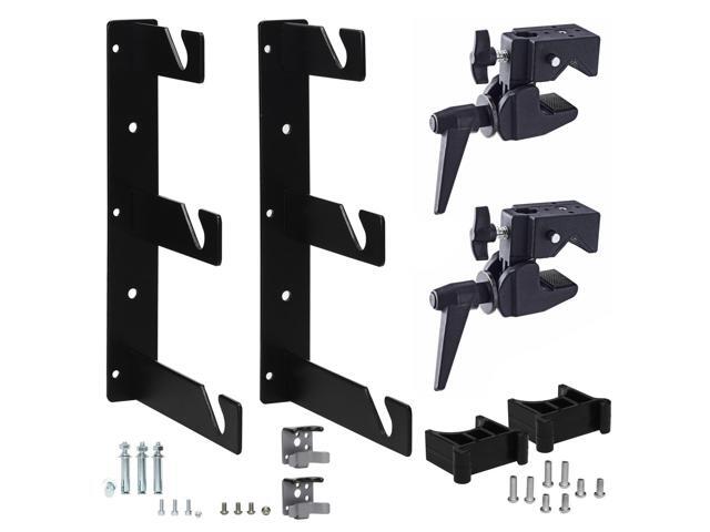 Flashpoint Background Holder Triple Hooks, Pair, Black, Bundle with 2x Super Clamp and Bumpers