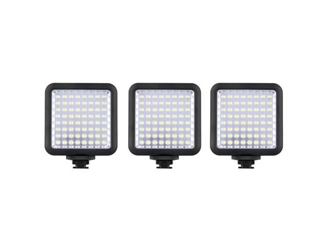 Godox 3 Pack LED64 Portable & Dimmable Continuous On Camera LED Panel Video Light for DSLR Cameras & Camcorders, 5500K-6500K Color Temperature