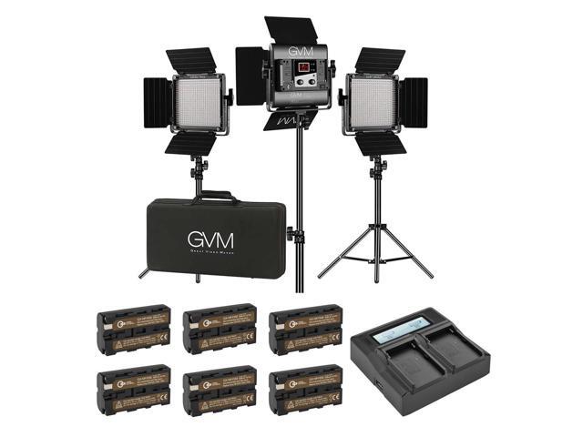 Great Video Maker 560AS 30W Bi-Color Soft LED Panel 3-Light Kit, Bundle with Green Extreme Dual Smart Charger, 6x NP-F550 Lithium-Ion Battery,...
