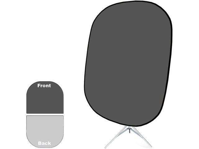 Savage 5x6' Collapsible Disc Reversible Muslin Style Background with 8' Aluminum Stand, Dark/Light Gray