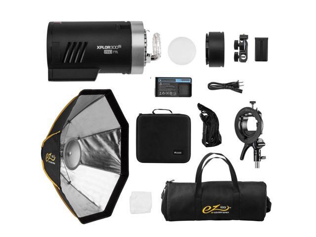 Flashpoint XPLOR 300 Pro TTL R2 Battery-Powered Monolight With Glow EZ Lock Octa Small Quick Softbox (25')