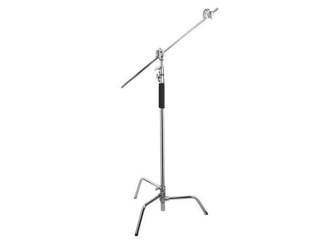 Flashpoint 10' C Light Stand on Turtle Base Kit with Two Tier Spring Loaded Riser Column, Two 3' Gobo Heads, Baby Pin and 40' Grip Arm, Chrome, a C...