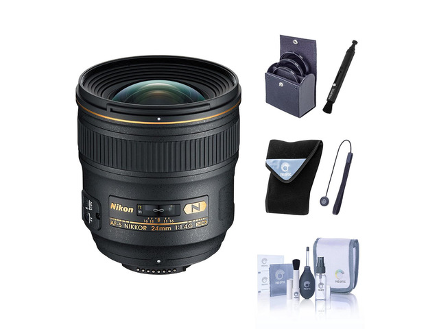 Nikon 24mm f/1.4G ED AF-S NIKKOR Lens, Bundle with 77mm Filter Kit, Lens Wrap, Cleaning Kit and Lens Cap Tether