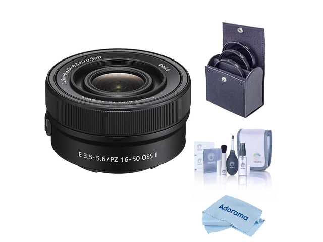 Sony E PZ 16-50mm f/3.5-5.6 OSS II Lens, Bundle with 40.5mm Filter Kit, Cleaning Kit and Microfiber Cleaning Cloth