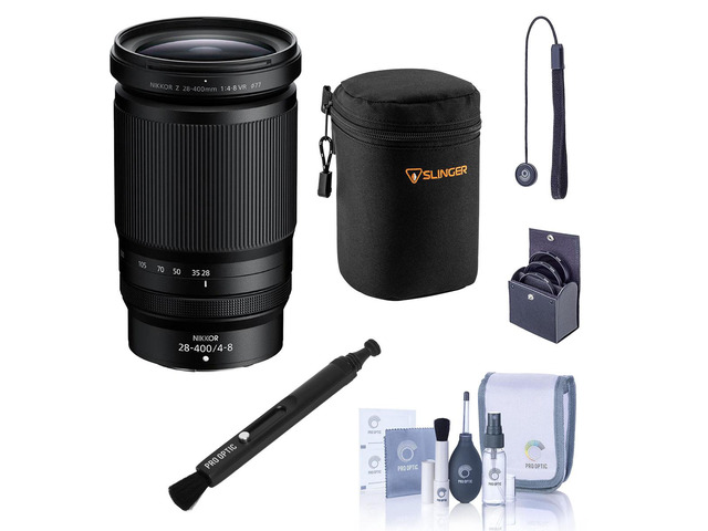 Nikon NIKKOR Z 28-400mm f/4-8 VR Lens, Bundle with Medium Lens Case, 77mm Filter Kit, Lens Cleaner, Cleaning Kit and Lens Cap Tether