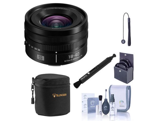Panasonic LUMIX S 18-40mm f/4.5-6.3 Lens, Bundle with Small Lens Case, 62mm Filter Kit, Lens Pen Lens Cleaner, Cleaning Kit and Lens Cap Tether