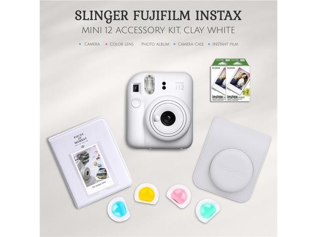 Fujifilm Fujifilm Instax Mini 12 Instant Film Camera, Clay White Bundle with Instax Mini Custom Case, Accessory Kit and Daylight Film, 2x Twin Pack...