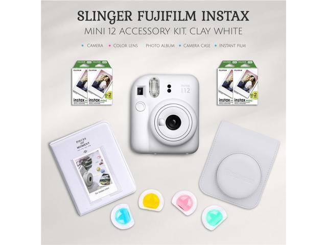 Fujifilm Fujifilm Instax Mini 12 Instant Film Camera, Clay White Bundle with Instax Mini Custom Case, Accessory Kit and Daylight Film, 4x Twin Pack...