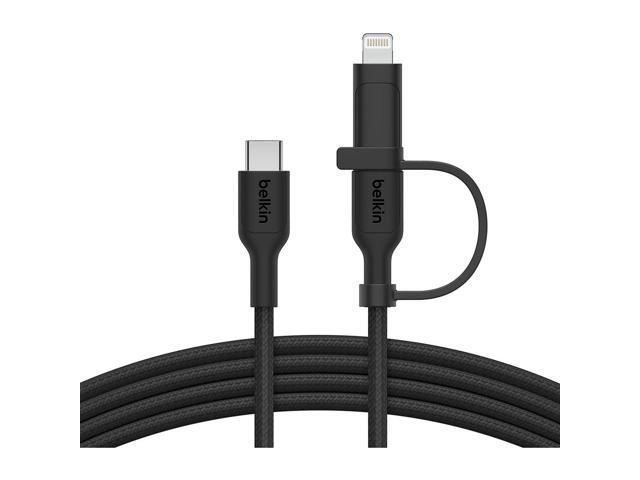 Belkin BoostCharge Pro 5' 60W 2-In-1 Braided USB-C and Lightning Cable, Black