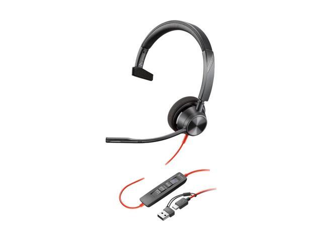 Poly Blackwire 3315 Monaural USB-C Headset +3.5mm Plug +USB-C/A Adapter - Mono - USB Type C, Mini-phone (3.5mm) - Wired - 32 Ohm - On-ear -...