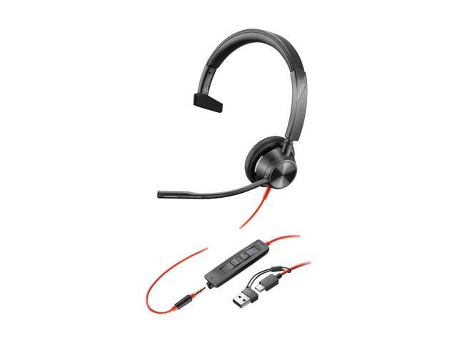 Poly Blackwire 3315 Headset - Microsoft Teams Certification - Mono - USB Type C, Mini-phone (3.5mm) - Wired - 32 Ohm - On-ear - Monaural - Ear-cup...