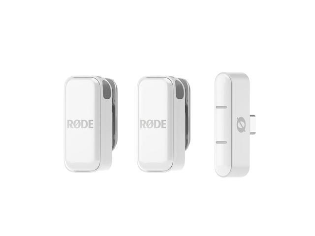 Rode Wireless Micro Ultra-Compact 2-Person Digital Wireless Microphone System with USB-C Connector, White, Bundle with Wall Charger