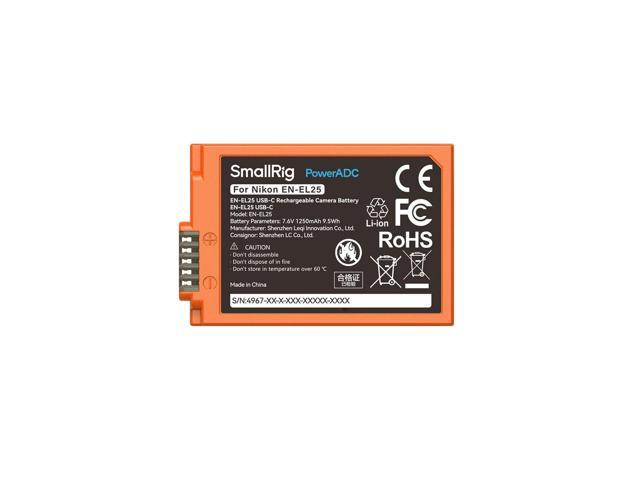 SmallRig EN-EL25 9.5Wh 7.6V 1250mAh USB-C Rechargeable Camera Battery, Orange