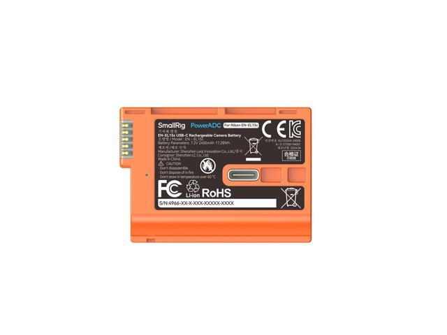 SmallRig EN-EL15c 17.28Wh 7.2V 2400mAh USB-C Rechargeable Camera Battery, Orange