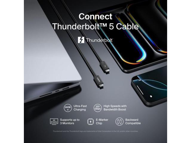 Belkin - 3.3ft USB-C Thunderbolt 5 Cable w/ 240W Power Delivery, Bandwidth Boost Up to 120Gbps, and 4K UHD Display Resolution - Black - image 8