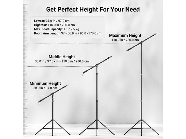 SmallRig RA-S280A Air-Cushioned Light Stand with Boom Arm, Black