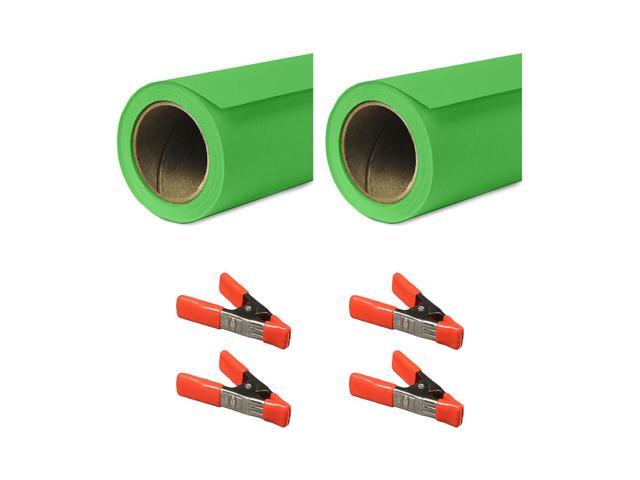 Savage 53'x18' Background Paper, Tech Green, 2-Pack, w/4x 1-1/4x1' Orange Clamp
