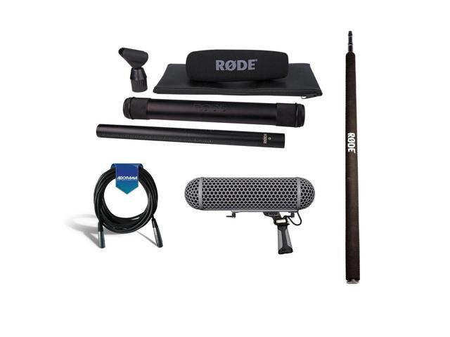 Rode NTG-3 RF-Bias Shotgun Microphone, Black - Bundle With Rode Blimp Windshield/Shock Mount, Rode Micro Boompole, 20' Heavy Duty 7mm Rubber XLR...